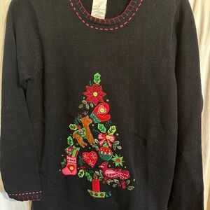 NWT Quacker Factory light up vintage Christmas tree sweater